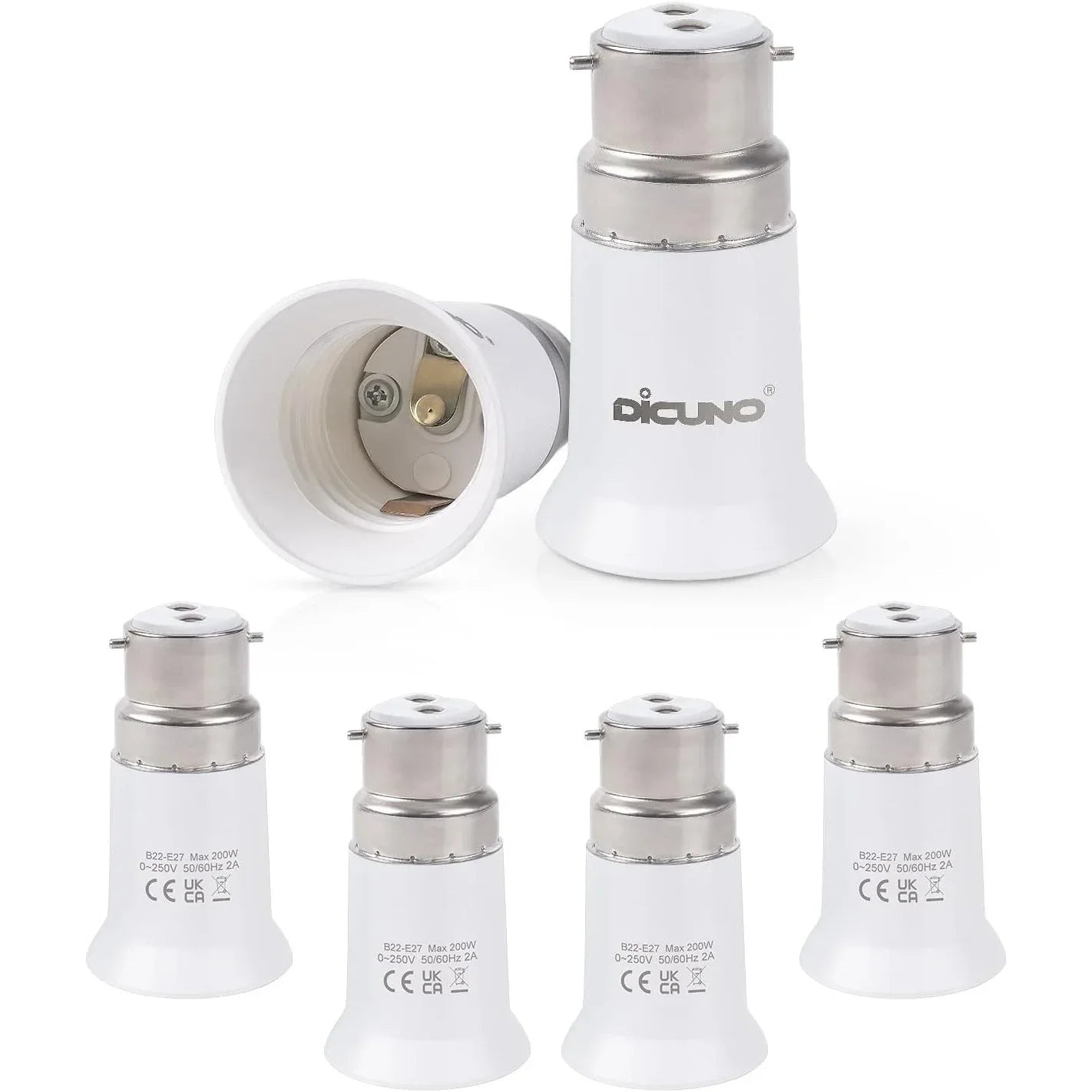 DiCUNO 6-Pack B22 to E27 Socket Converter for LED Bulbs - Gomix Brands Outlet